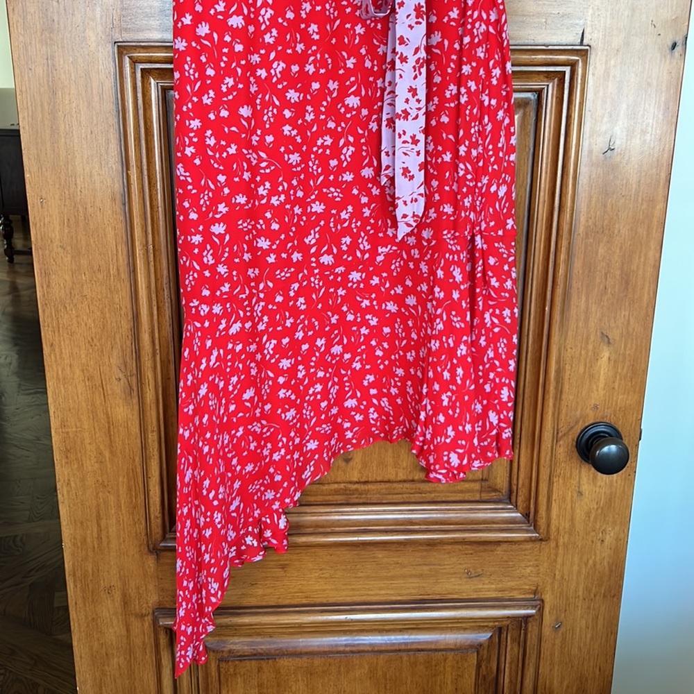 Red and lavender summer sun dress by Parker size 8. - Picture 6 of 7